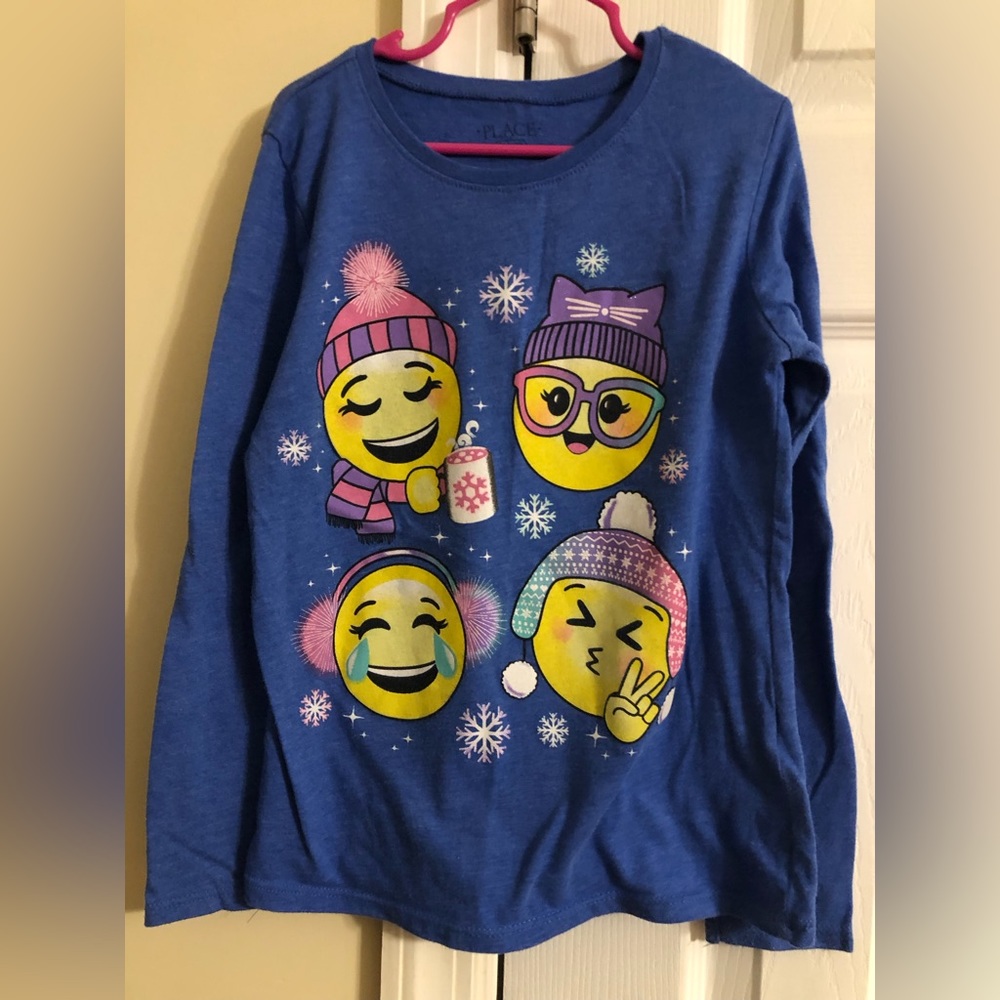 Children place emoji snow winter‎ long sleeve shirt girls size 7/8
